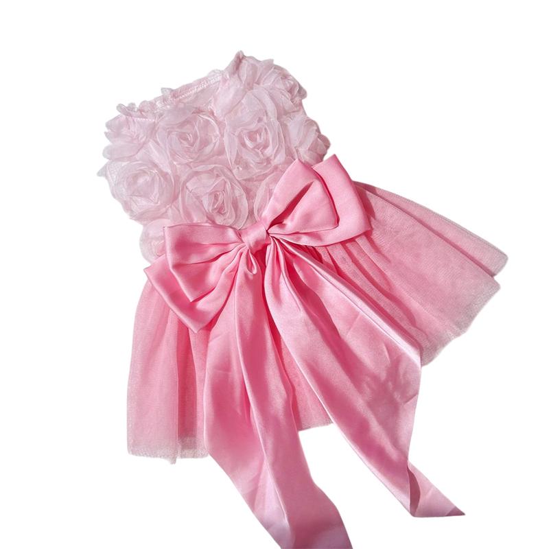 

Pink Rose Dress for Cats and Dogs Spring and Summer Pets Dress Comfortable and Skin-Friendly New Style Lightweight Pet Clothing XS