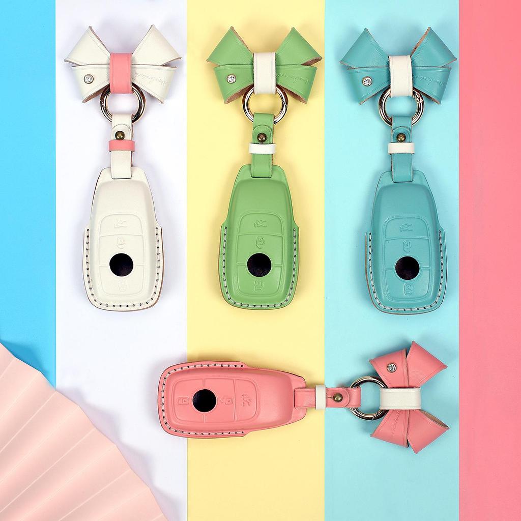 Genuine Leather 3D Macaron Key Cover for Mercedes-Benz