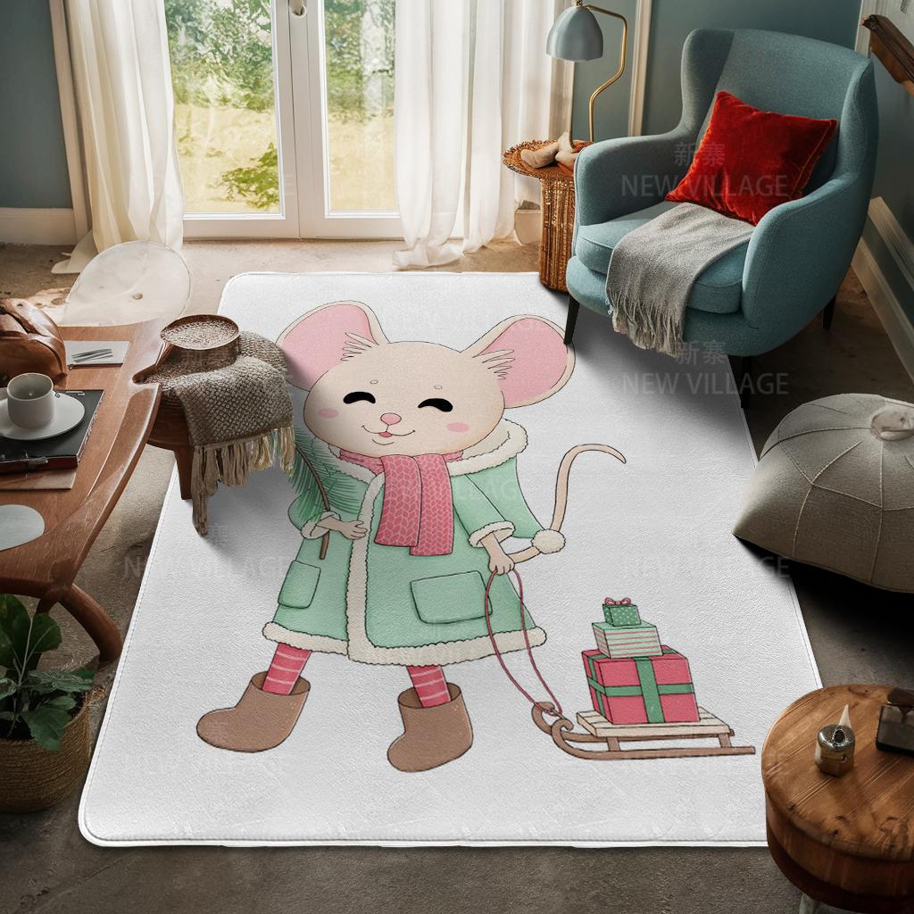 House Entrance Carpet Home Door Mat Living Room Bath Foot Bathroom Non-slip Water Absorption Rugs Bath Merry Christmas Winter