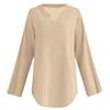 Women's Fashion Casual Solid Color Printed Drop Shoulder Long Sleeve V-Neck Women's Hemp Top