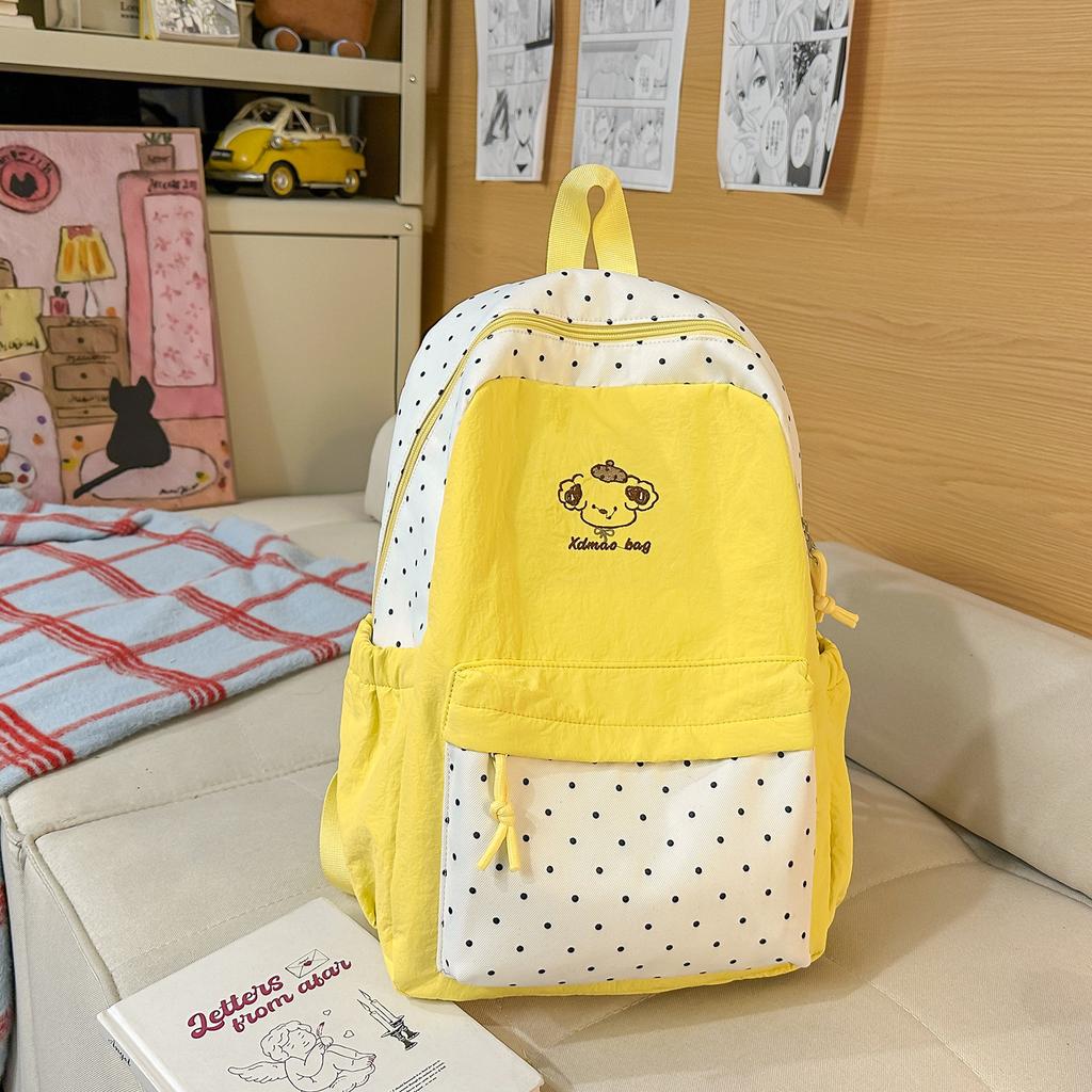 Schoolbag Korean small fresh ins wind cute polka dot girl schoolbag junior high school students primary school students lightweight campus backpack