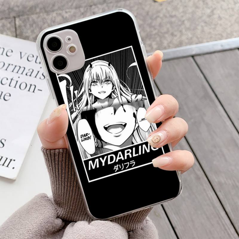 YNDFCNB Zero Two Darling In the FranXX Anime Hard Phone Case for Iphone 13 11 12 Pro XS MAX 8 7 6 6S Plus X 5S SE 2020 XR Fundas