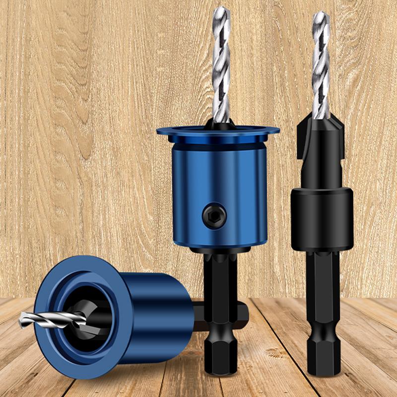 1Pc Carbide Tipped Countersink with Tapered Drill and Adjustable Depth Stop For Hexagonal Handle 2.8/3/3.2
