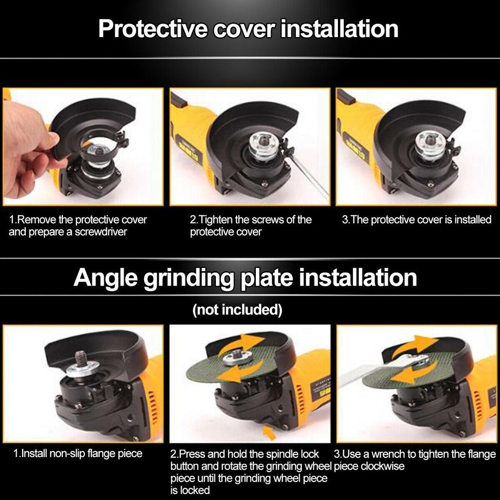 1200W 125mm Cordless Brushless Angle Grinder Electric Grinding Cutting Machine DIY Woodworking Power Tool with 2 Battery