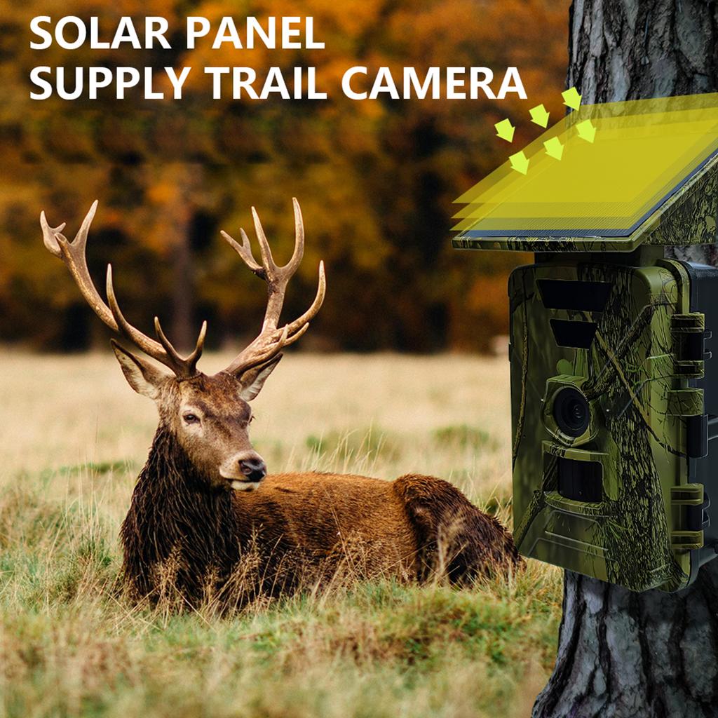 Solar Trail Camera 8K 60MP WiFi Wildlife Hunting Camera IP66 Waterproof Outdoor Night Vision Game Camera