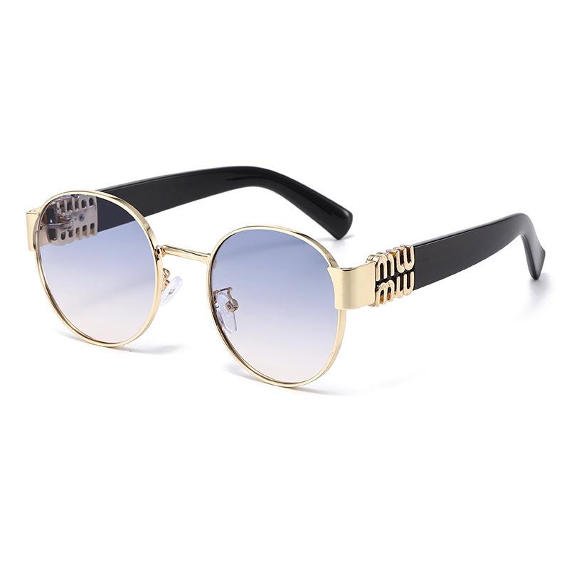 The new M comes with a round frame, European and American old money style temperament, high-end sunglasses, women's fashion trend, gold, UV pro