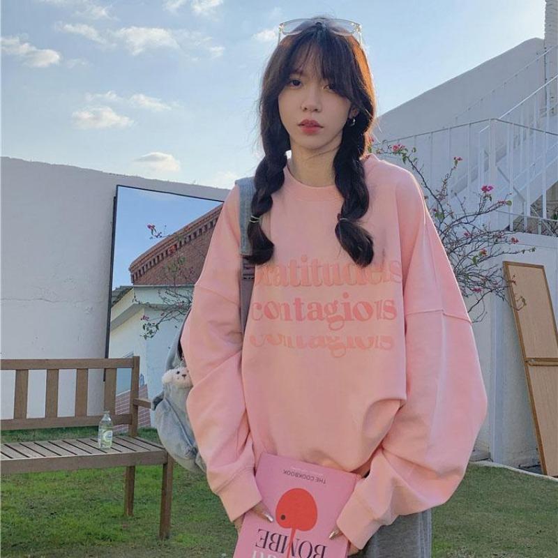 Vrouwen Lange Mouw O Hals Losse Truien Vrouwelijke Tops Effen Kleur Sweatshirts