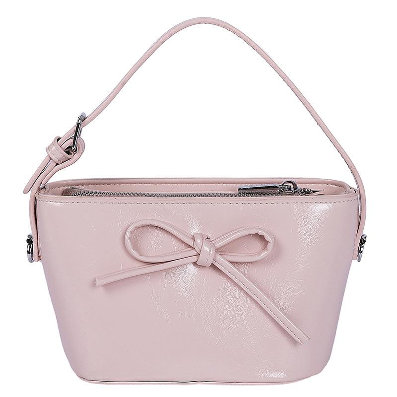 New Sweet and Fashionable Bow Bucket Women's Bag Shoulder Oblique Span Small Bag Simple Trendy Bag