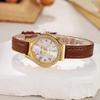 Women Quartz Watch  Bezel Gold Case Pu Leather Strap Perfect For Daily Wear Dating Gifting