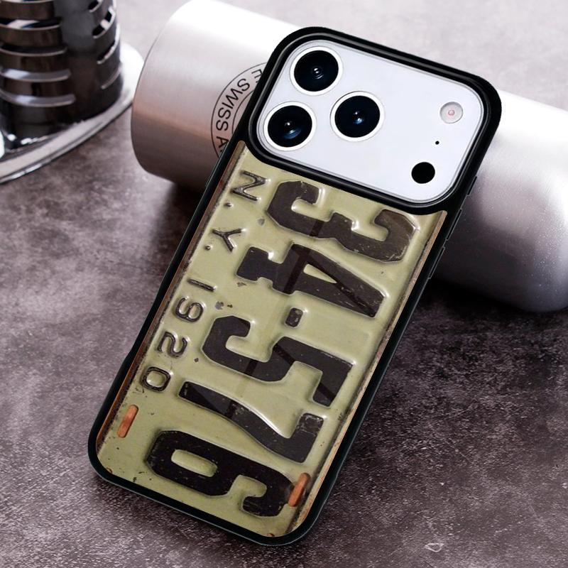 Retro Funny License Plate Number Phone Case for iPhone 17 16 15 Pro Max Air 14 13 12 11 Plus Shockproof Capa Cover