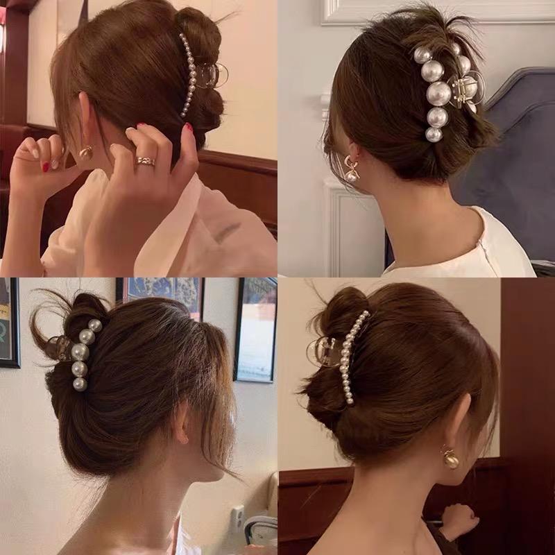14 Styles Big Pearls Hair Clip Claws Oversize Small  Tiktak Hair Accessories for Women Korean Black White Barrette  New