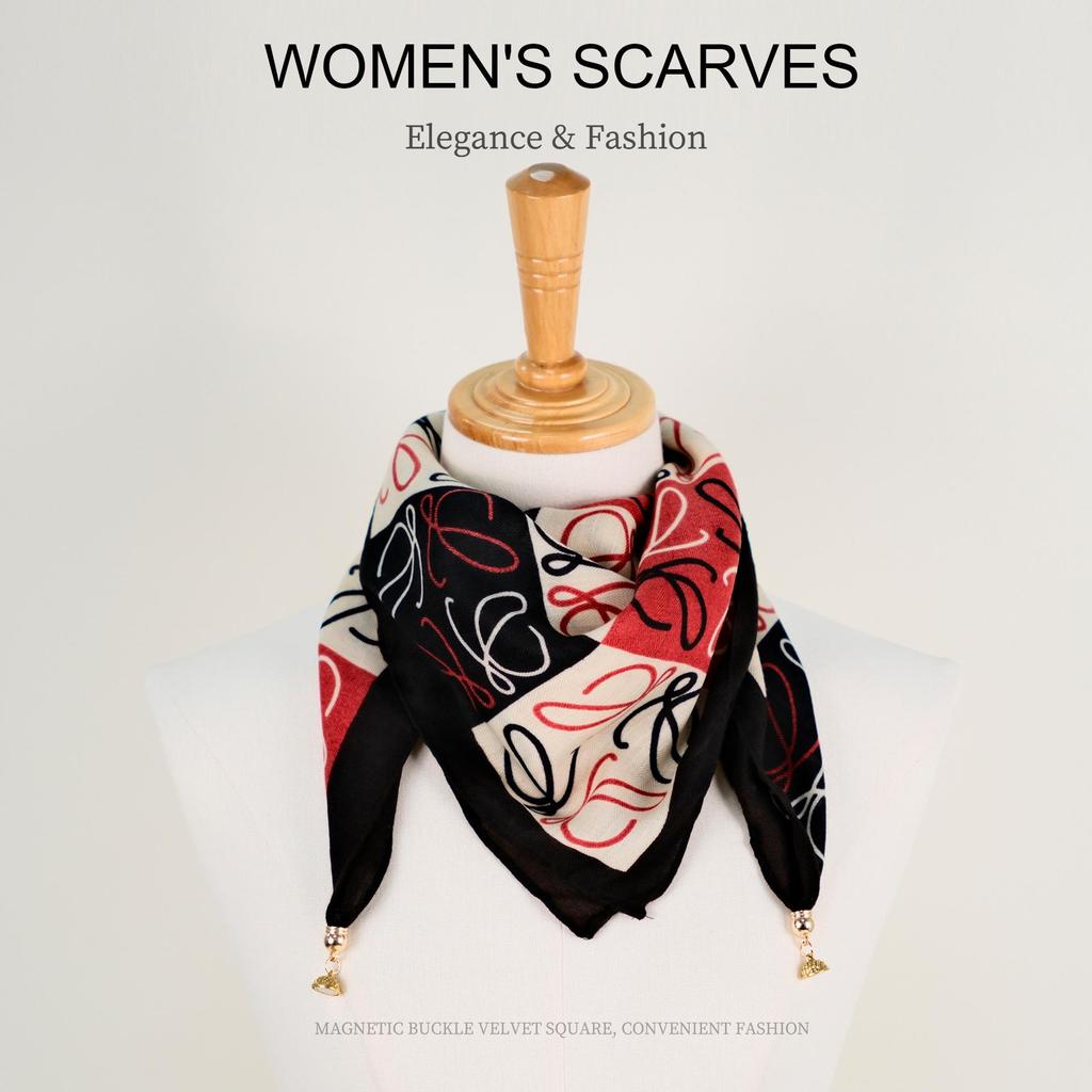 Golden Bean Magnetic Buckle Scarf – Fashionable Cotton & Linen Shawl for Mothers