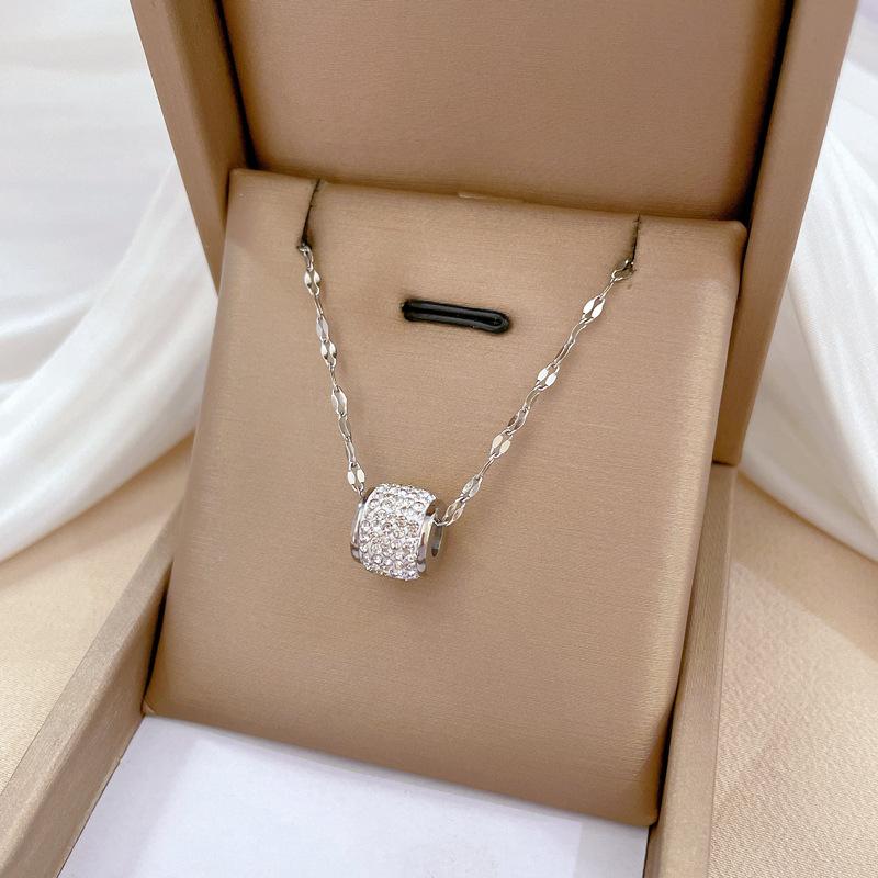 Small Waist Full Diamond Minimalist Furnace Real Gold Necklace Women'S Collarbone Chain Accessories