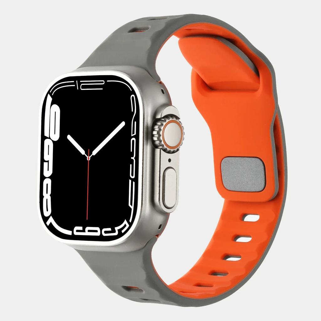 Silicone Strap for Apple Watch Band Ultra 2 49mm 46mm 44mm 45mm 41mm 40mm 42mm Two-tone Bracelet Iwatch Serise 10 9 8 7 6 SE 5 4