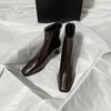 Vintage Square Toe Thick Heel Women Ankle Boots Autumn Winter Female Shoes Street Style Banquet Party Short Botas Mujer