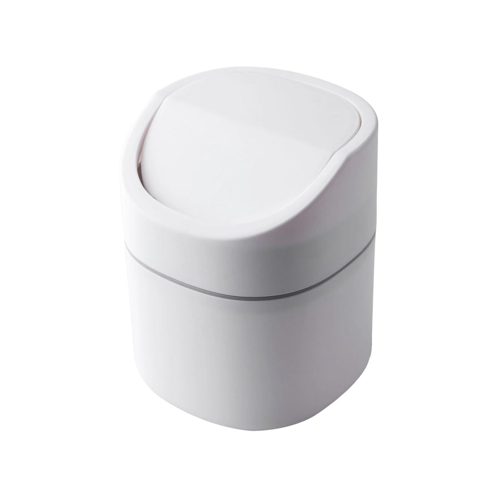 Household Flip Desktop Trash Can Dressing Table Study Waste Basket Bedside Table Small With Lid Sundries Storage One Size