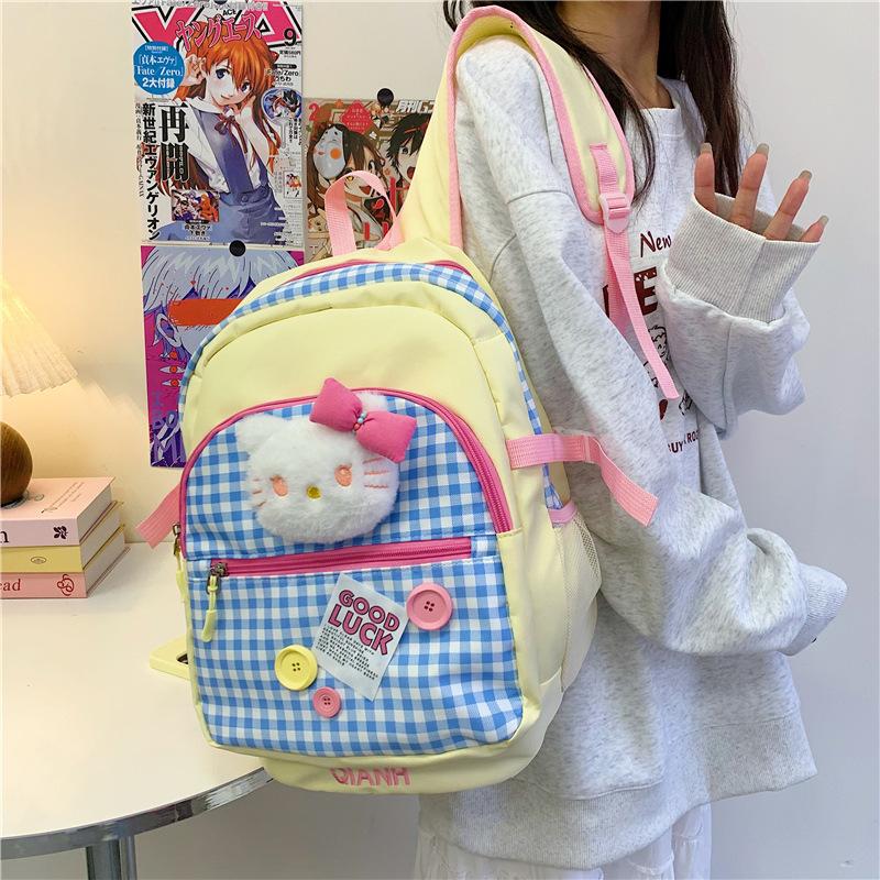 Girl Student Schoolbag Female Korean Version Ins Retro College Style Plaid Versatile Backpack Large Capacity Travel Backpack