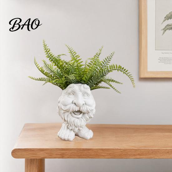 Personalized Plant Holder Face Flower Pot, Head Planter Funny Shape Outdoor Flowerpot Statue, Cute Resin for Indoor Plants Garden Decorations Porch