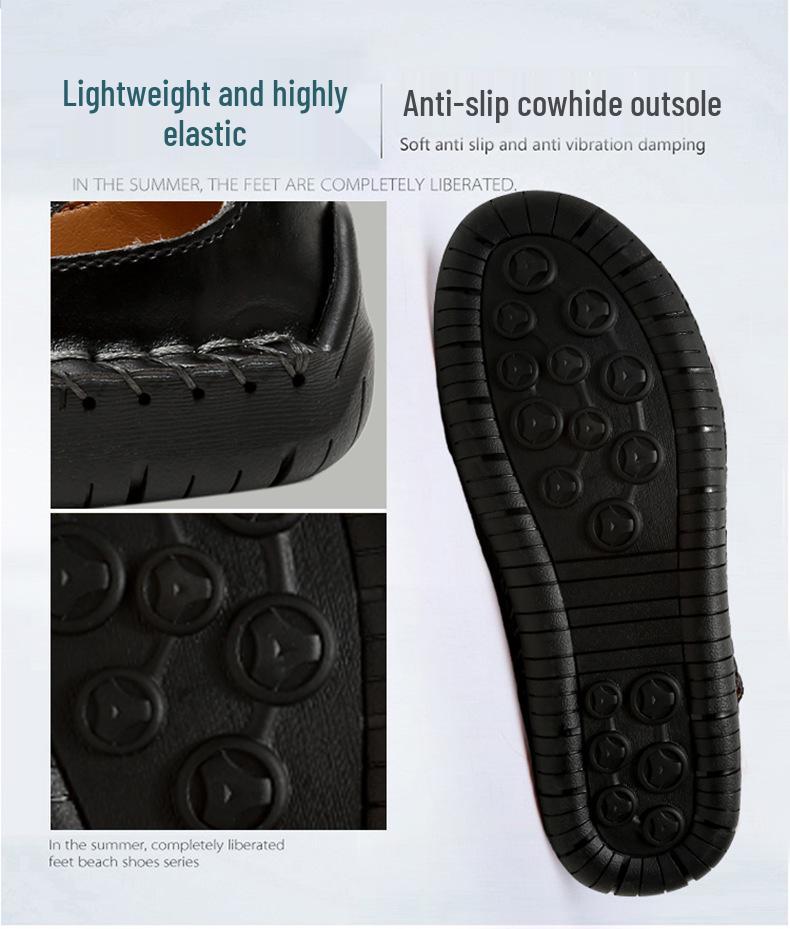2024 Spring Men's Microfiber Leather Sandals: Closed-Toe, Breathable, Lightweight, and Portable