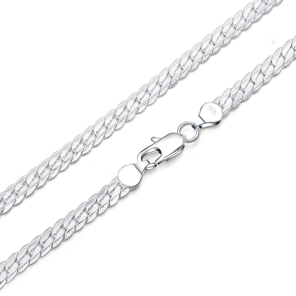 Fine Silver Color Bracelet 8 Inches 6MM Side Chain Bracelet for Women Men Fashion Wedding Party Gift Jewelry Accessories