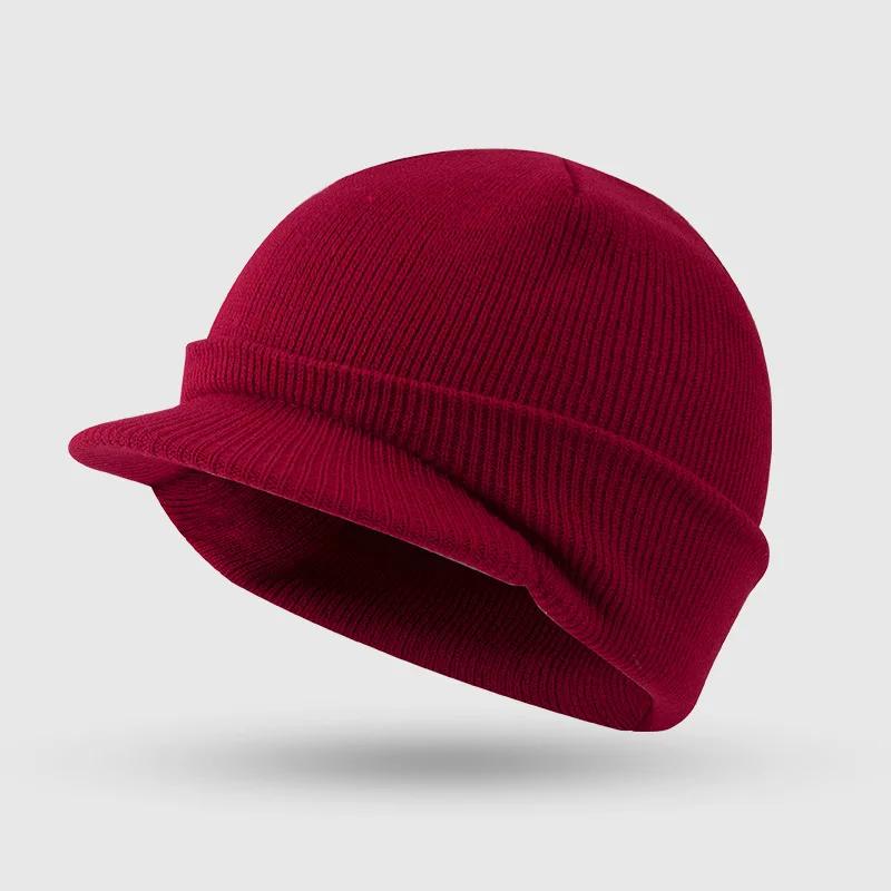 Unisex Warm Knitted Hats 2025 Fashion Thicken Fur Lined Soft Beanie Cap with Brim Thick Winter Knitted Hat for Men Women