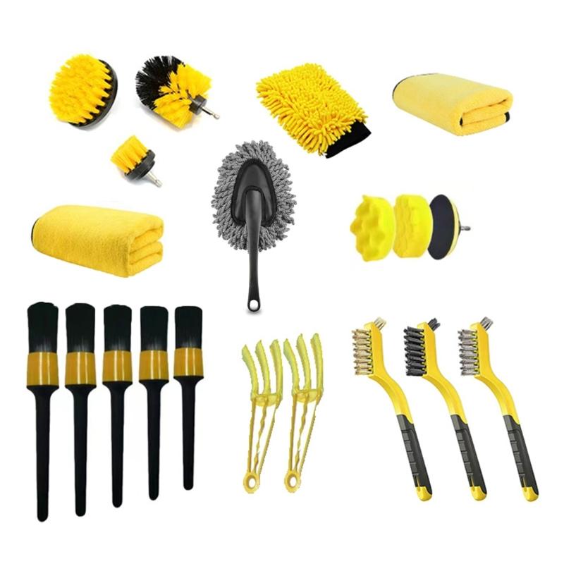Car Cleanings Set Car Set for Interior and Exteriors Car Washing Set with Brushes Polishing Sponges Cleanings
