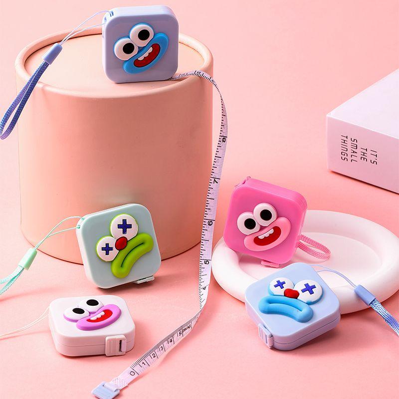 Cute Cartoon Mini Retractable Tape Measure Smiley Portable Soft Ruler for Bust Waist Hip Body Measurement Sewing Use