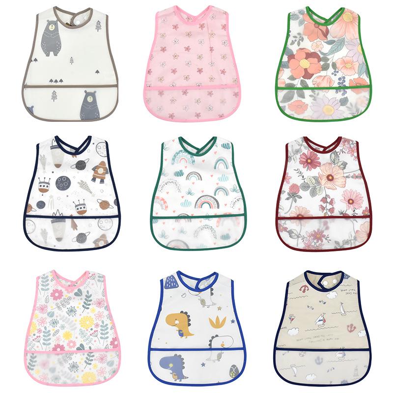 Waterproof Cartoon Baby Bib - Adjustable EVA Cotton Feeding Bib for Boys & Girls