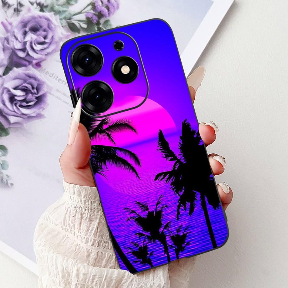 For Tecno Spark 10 Pro Phone Case Spark 10Pro 4G KI7 Elegant Floral Cat Printing Soft Silicone TPU Cases