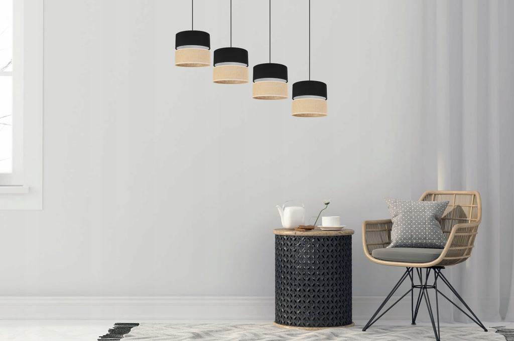 Hängelampe, Deckenleuchter, Lampenschirm 20cm, Schwarz