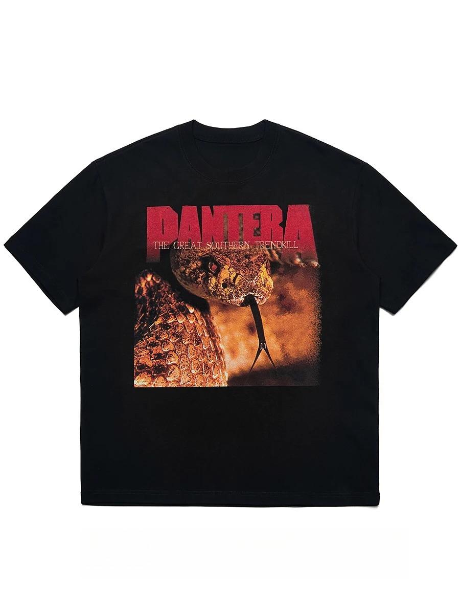 

Pantera Panther Pandora Snake Torrent Heavy Metal Camiseta Demanga Corta Rock Heavy Breathable Personalidad AmericanaMedia Manga 4XL