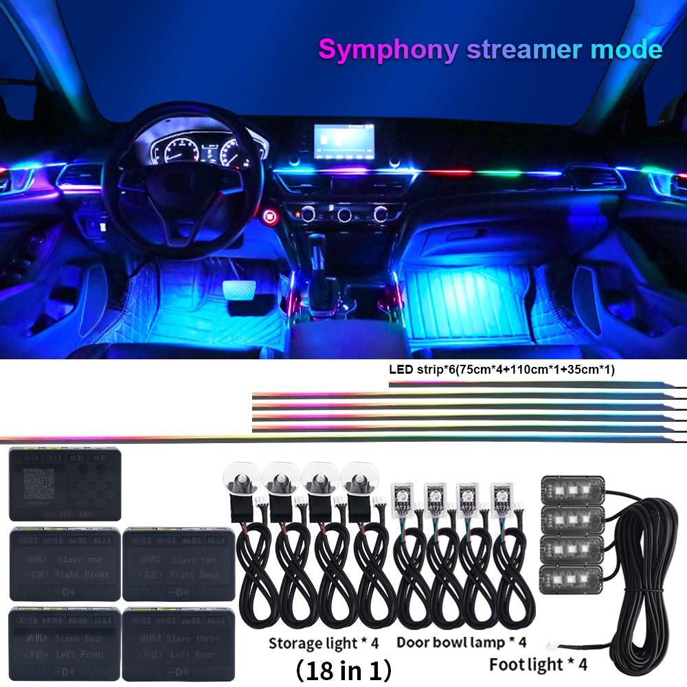 Newest Hidden LED Symphony Dual Zone Car Ambient Light Smoke Matt Black Acrylic Light Strip Interior Decoration Lighting Kit 12V