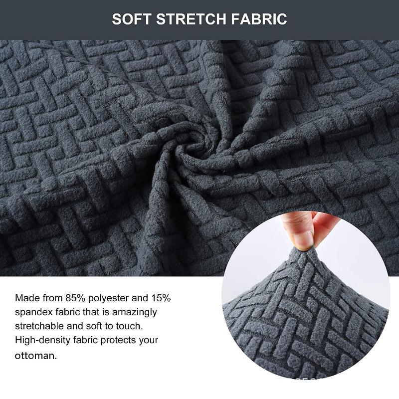 4 Size Option Rectangle Jacquard Ottoman Cover Stretchy Durable Footstool Bench Stool Cover Washable Furniture Protective Cover Stool Cover