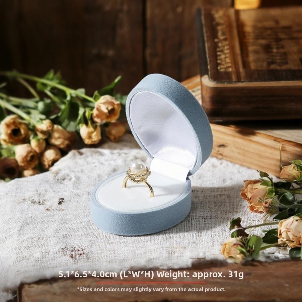 New Velvet Wedding Rings Box Red Flip-top Engagement Ring Case Oval Flocking Pendant Storage Box Valentine s Day