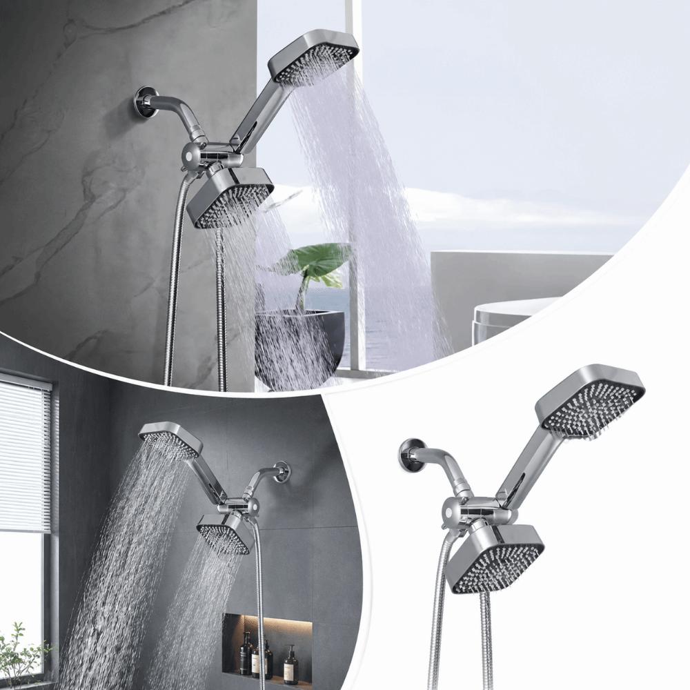 Square Design Square Handheld Shower Set Flexible Hoses Three-way Water Distributor Daily Use
