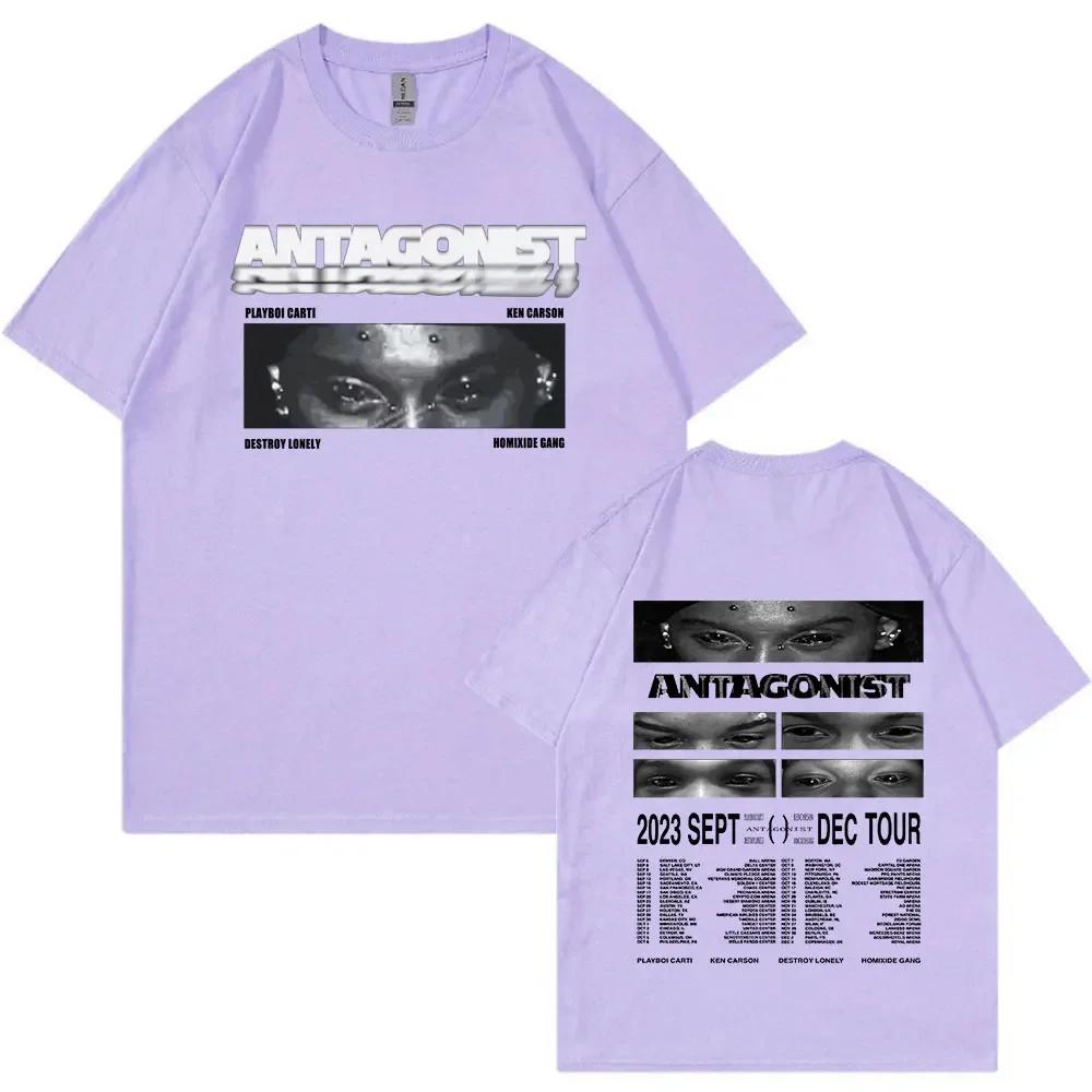 Rapper Playboi Carti Antagonist Tour Tshirt 2023 Concert Fans T Shirt Unisexs Fashion Hip Hop Short Sleeve Oversized Tshirts Bla