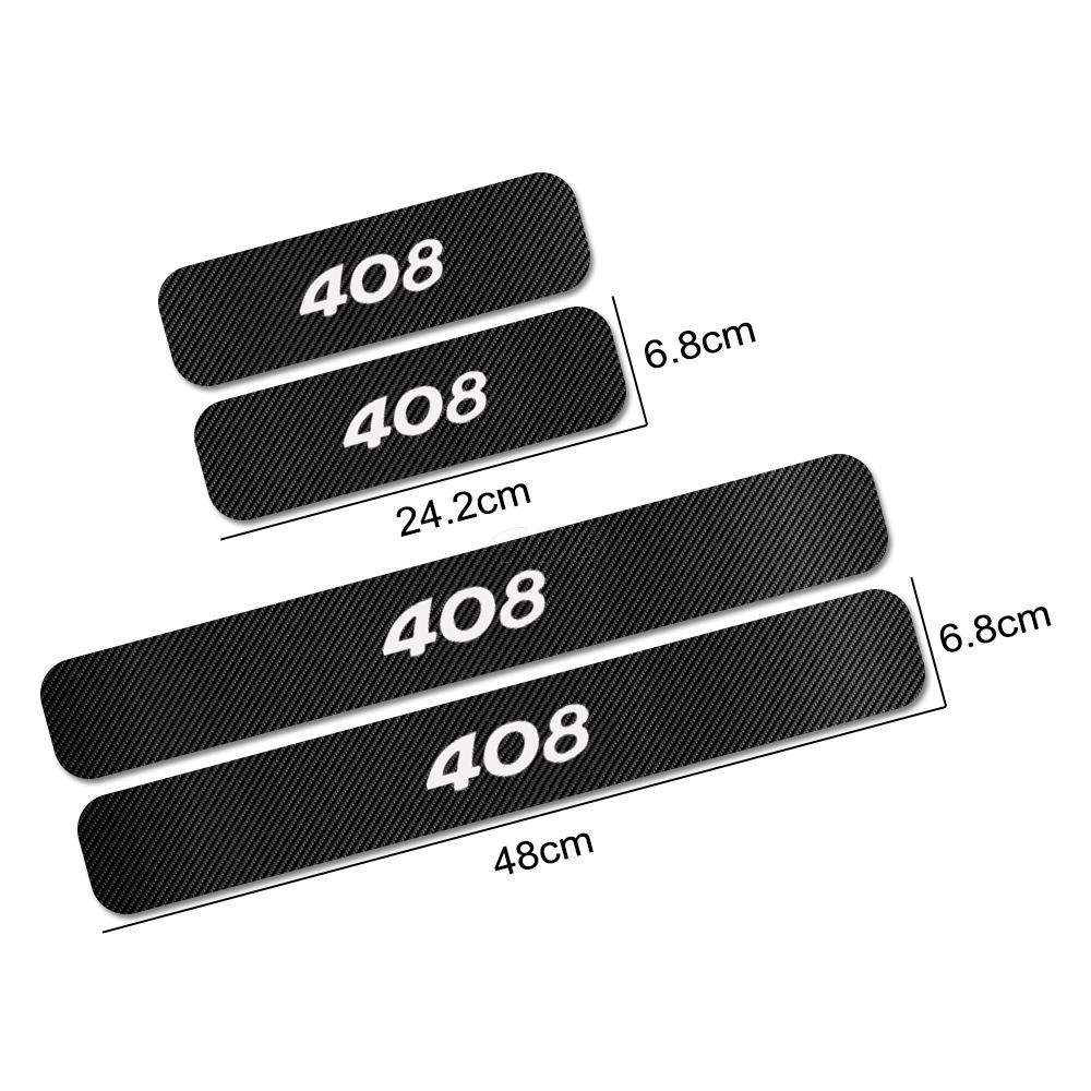 4pcs For PEUGEOT 206 207 208 306 307 308 407 408 508 RIFTER GT LINE Car Door Sill Plate Guard Stickers Carbon Fiber