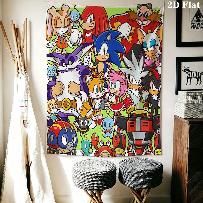 Hedgehog Sonic Wind Wall Hanging Printed Fabric Blanket Decorative Tapestries for Bedroom Living Room Home Decor