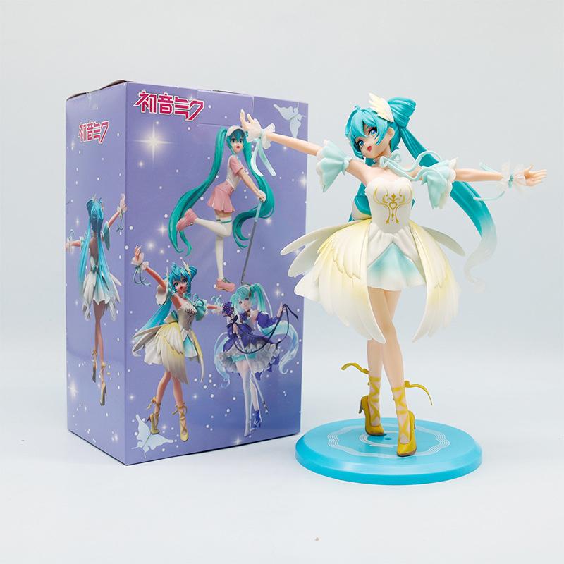 Hot Fashion Hatsune Miku Anime Figure Cheerleader Swan Lake Chang'e Action Figures Kawaii Girl Figurine PVC Collection Model Toy