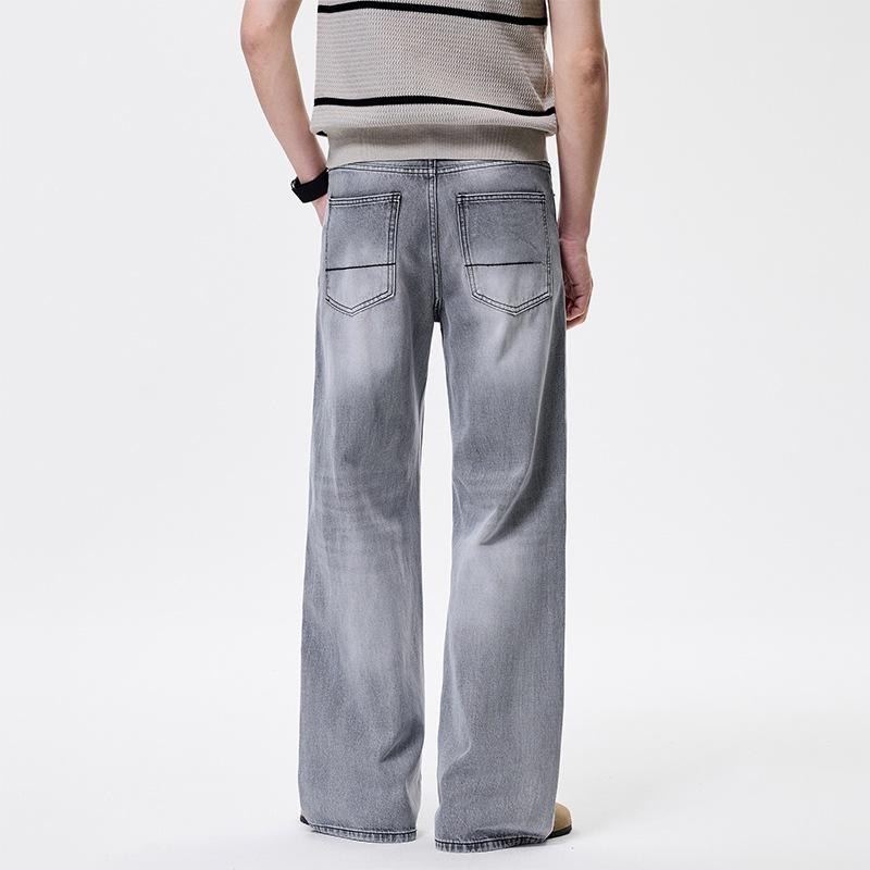 New American retro A-shaped jeans, old washed micro-pull pants, loose and versatile commuting and thin
