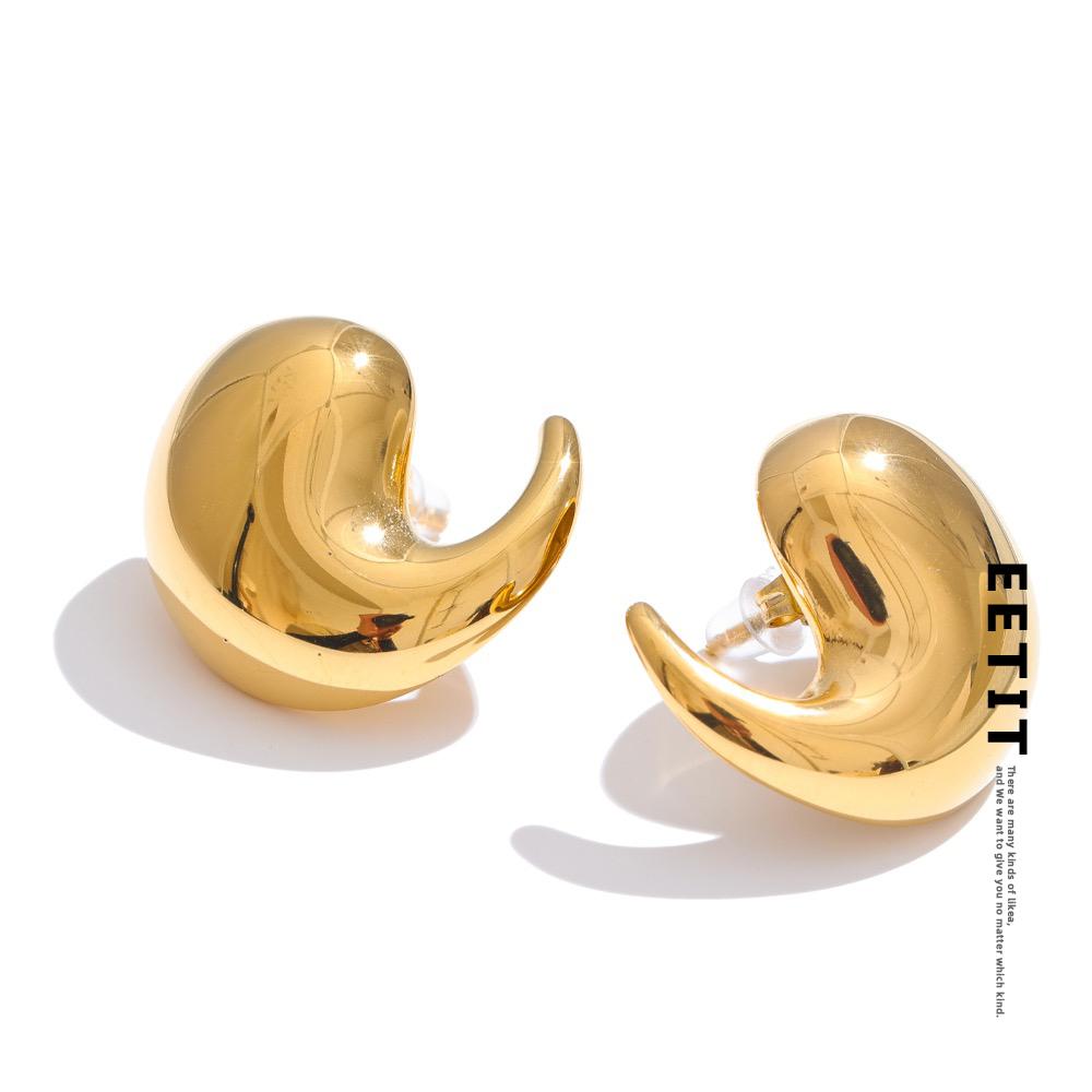 Eetit 316L Stainless Steel Comma Water Drop Fashion Daily Stud Earrings Water Resistant Texture Polished Attractive Jewelry 2025