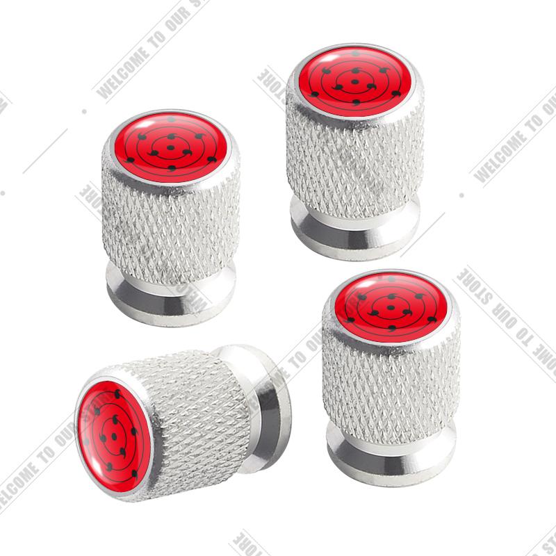 Car CNC Aluminum Sharingan Eye Japanese Anime Emblem For Suzuki Infiniti Toyota Honda 4pcs Tire Valve Air Port Stem Cover Caps