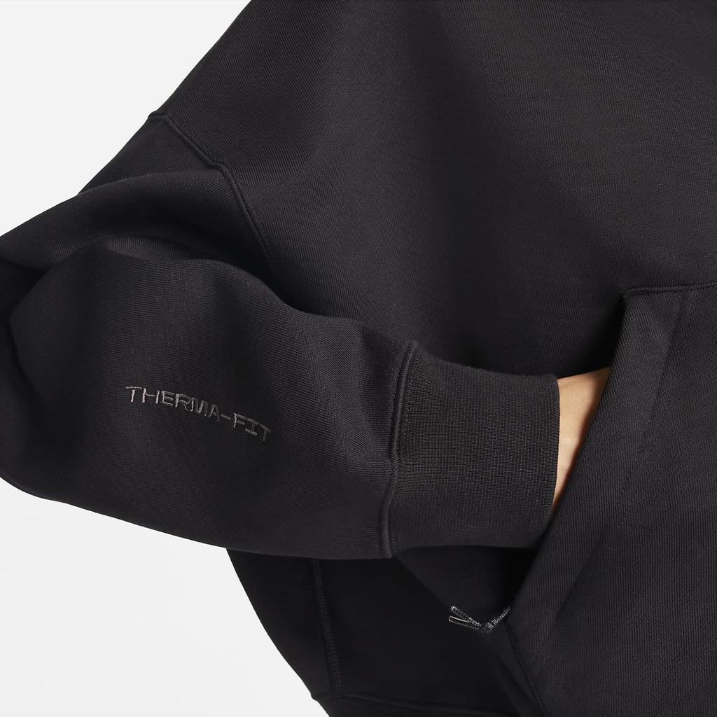 Nike Logo Print Drawstring Hoodie With Long Sleeves Women Tops Charcoal-Gray DQ5807-045