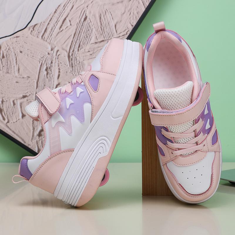 Pantofi Deformați pentru Copii/Adolescenți, Băieți și Fete, Patine cu Rotile cu Două Rânduri cu Dublu Scop, Patine cu Rotile cu Două Rânduri