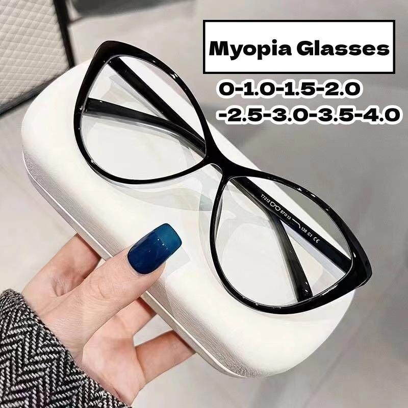 Ladies Retro Anti-Blue Myopia Glasses Vintage Ultralight Minus Diopter Glasses Eyewear Women Trendy Cat Eye Frame Eyeglasses