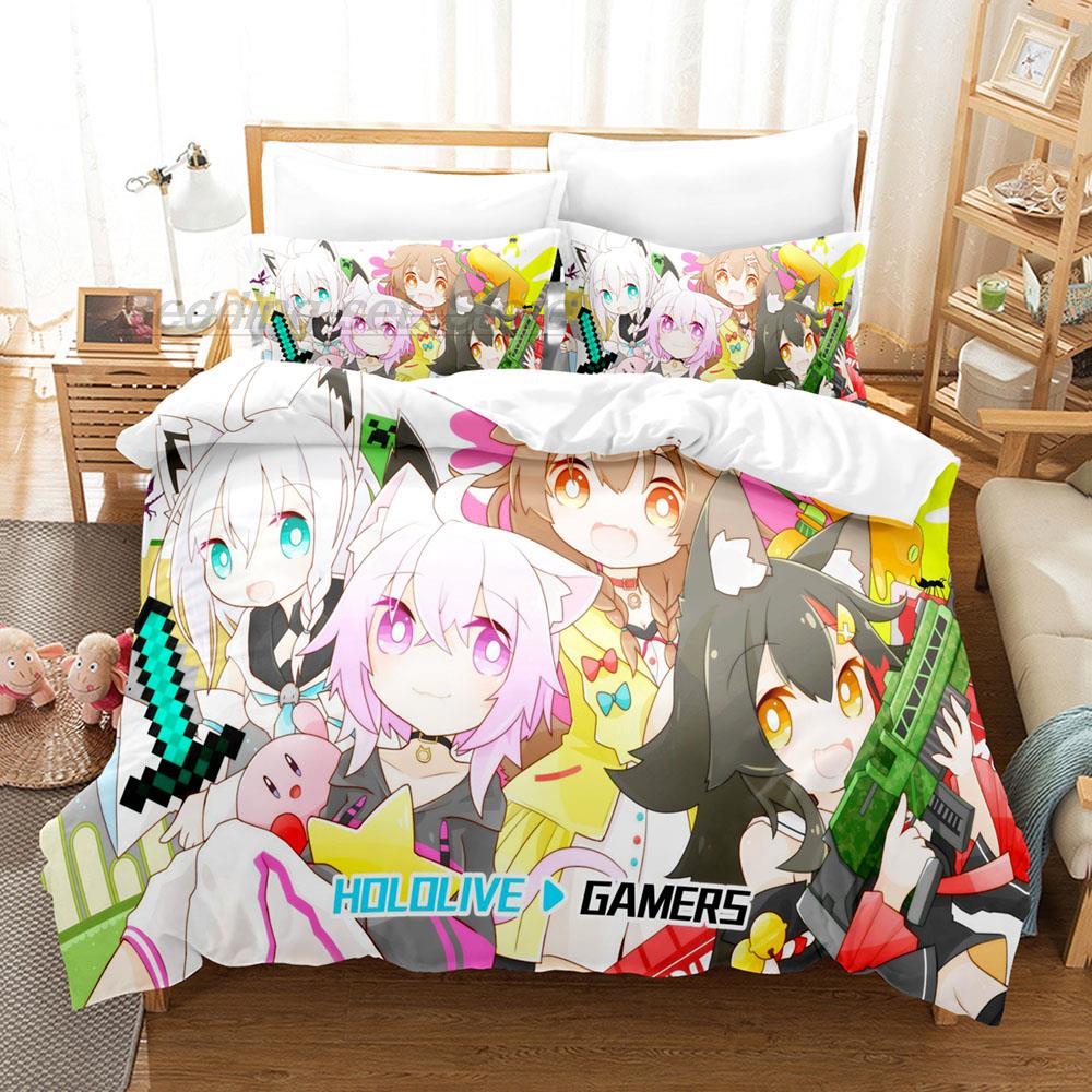 Hololive Neko Mata Okayu Bedding Set Single Twin Full Queen King Size Bed Set Aldult Kid Bedroom Duvetcover Sets 3D Anime