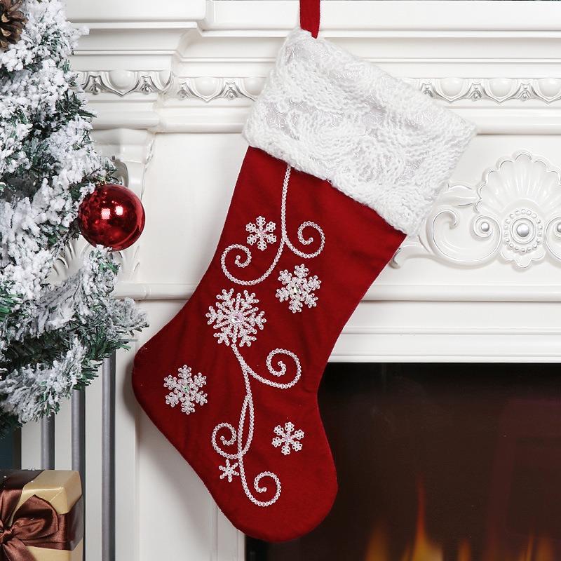 Christmas Party Pendants Ornaments Christmas Socks Pendants Candy Snowflake Gift Bags Gifts