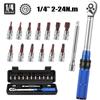 Conjunto de Chave de Torque para Bicicleta Pintudy 1/4" 2-24Nm Direção Dupla Ferramenta Chave Allen para Bicicleta Tipo Pré-definido Soquete Chave de Boca Kit de Ferramentas de Reparo Profissional