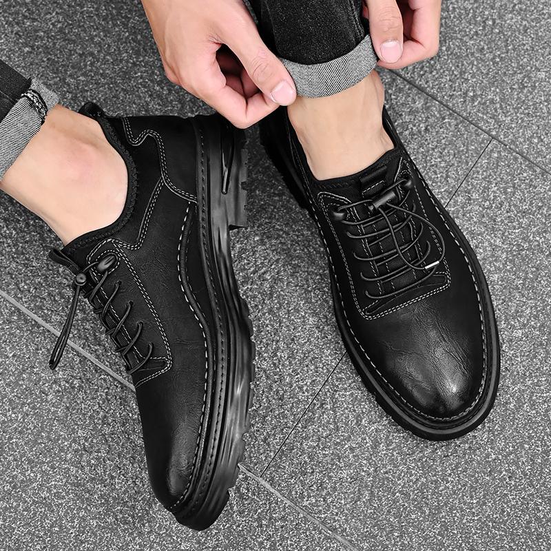 Men's Casual Leather Shoes Breathable Comfortable Men's Business Oxford Leather Flats Shoes Outdoor Fashion Men Flats