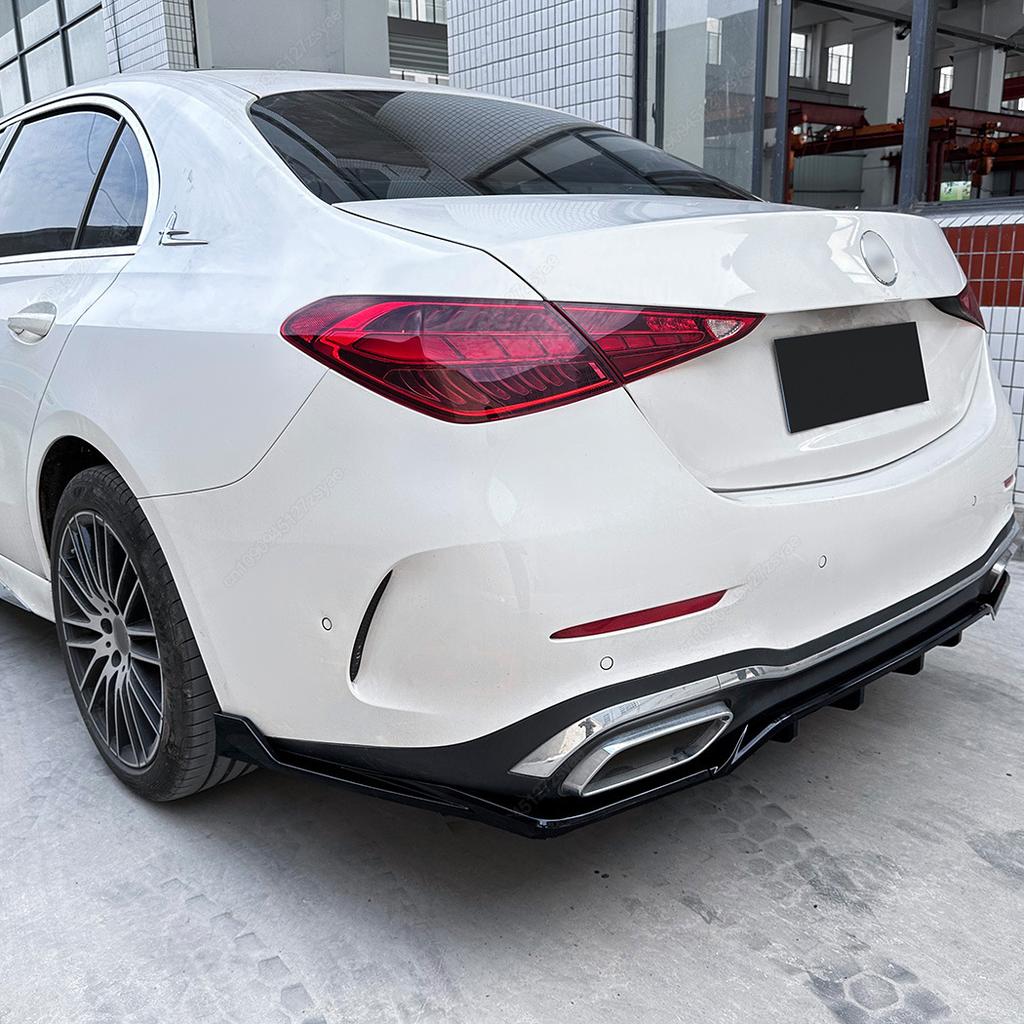Car Rear Bumper Lip Diffuser  Splitter Spoiler For Mercedes Benz C Class W206 C200 C43 AMG Line 2022-2025 ABS Bodykits Tuning